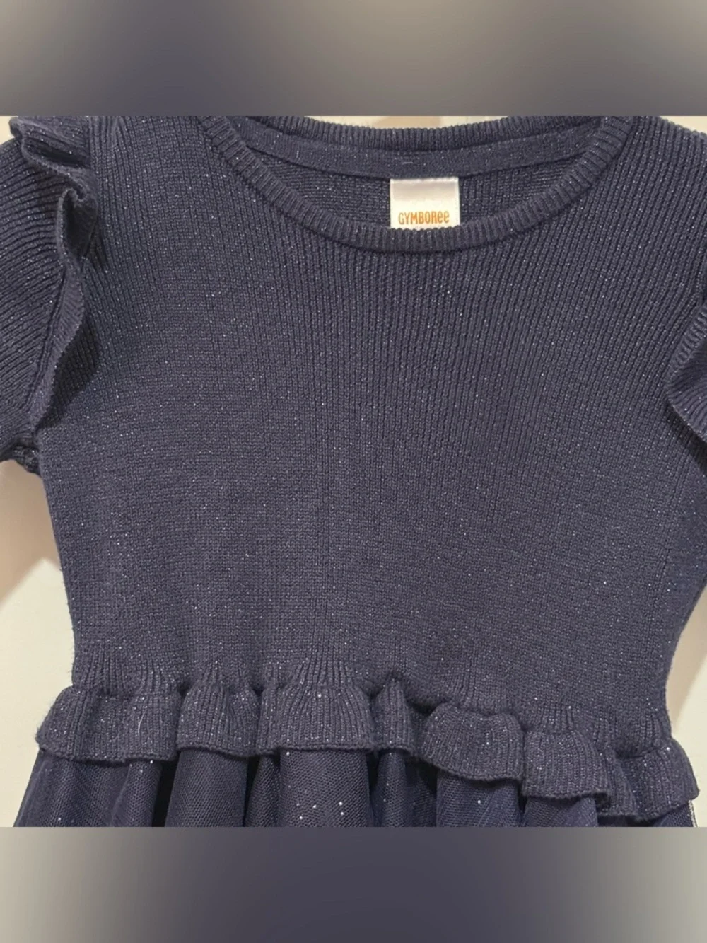 Gymboree Toddler Girls Navy Sparkle Long-Sleeve Tulle Dress